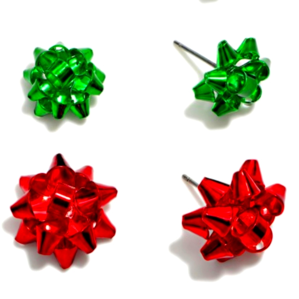 🎄2 pairs of xmas bow earrings - Picture 1 of 8